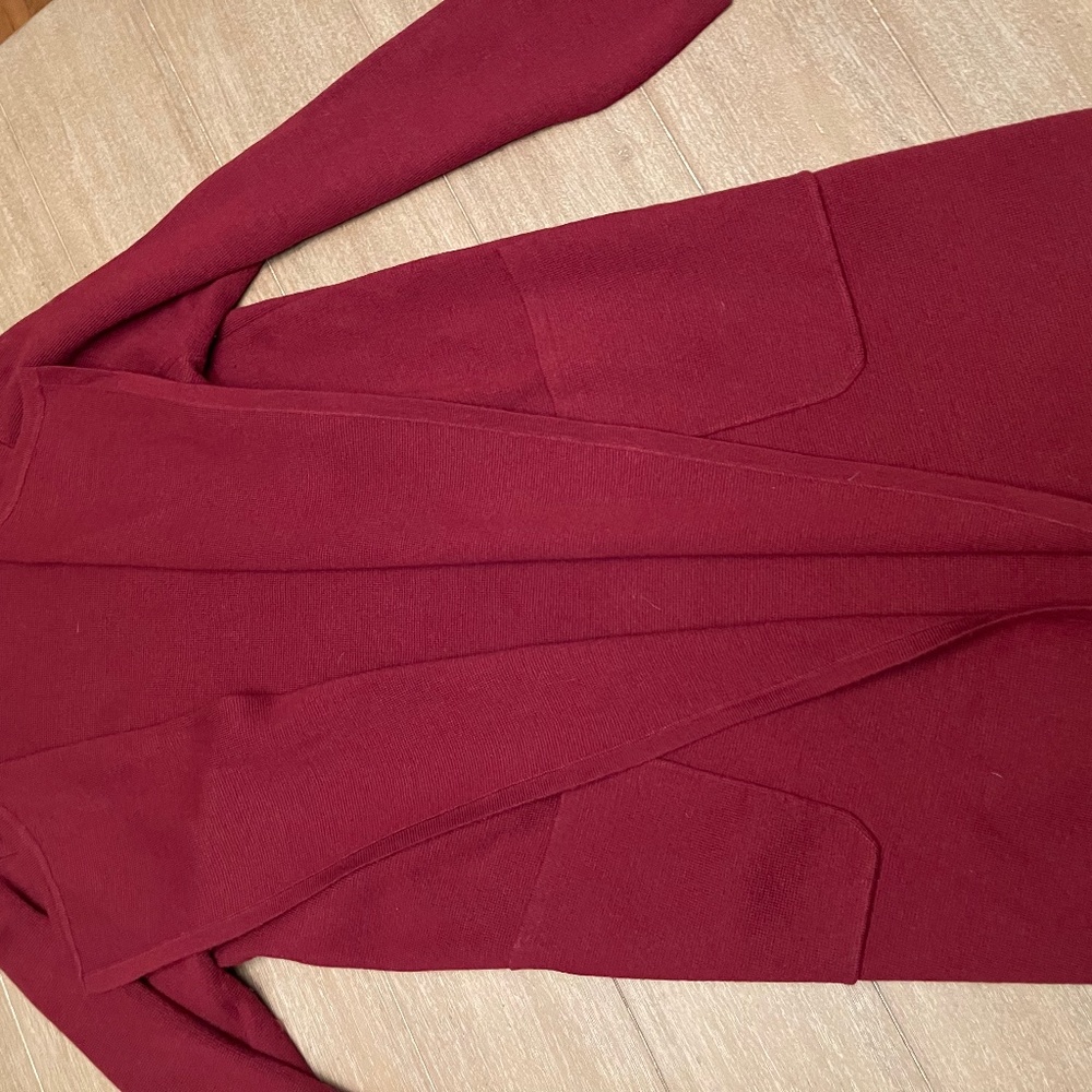 Jcrew burgundy long sweater blazer